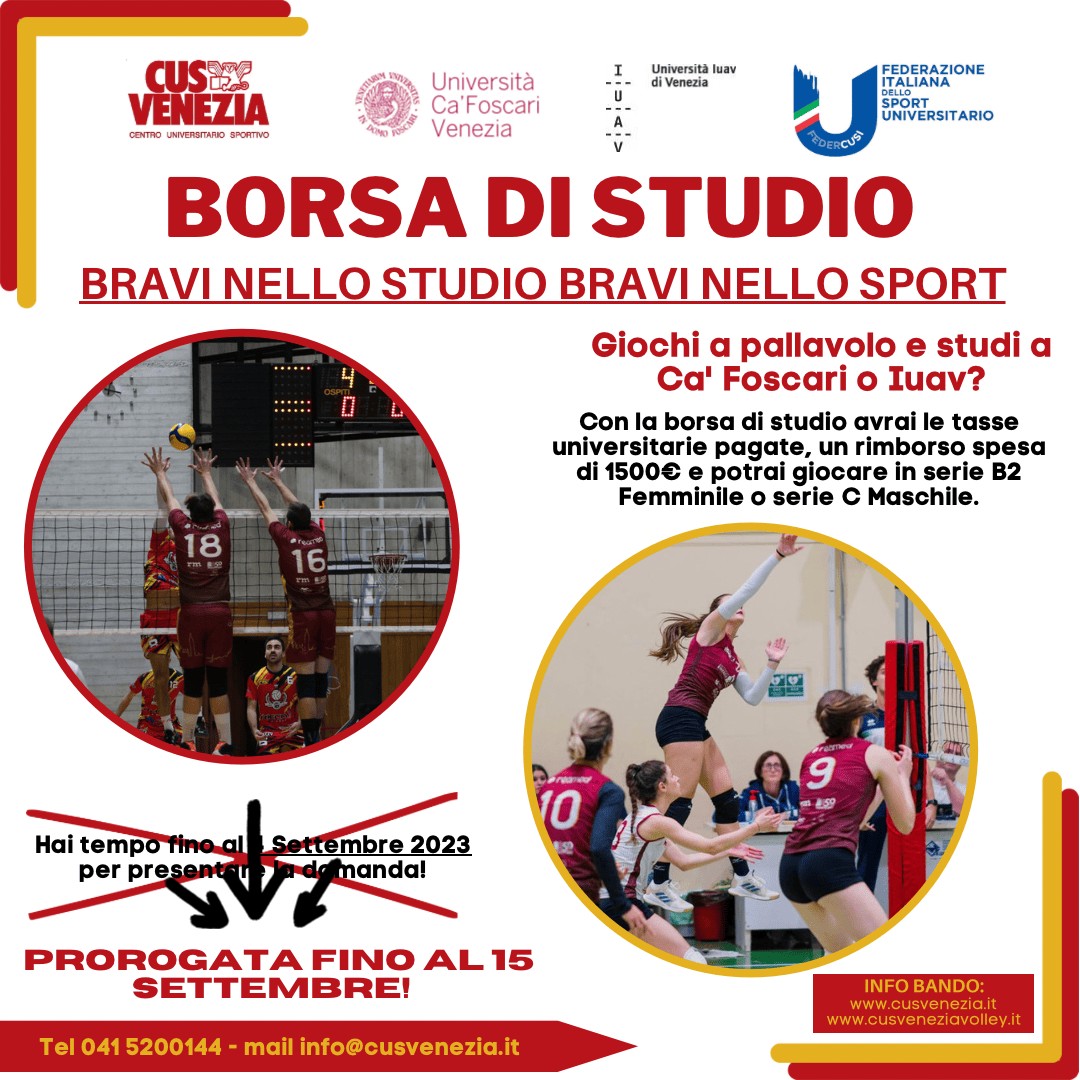 PROROGA BORSA DI STUDIO ”BRAVI NELLO STUDIO,  BRAVI NELLO SPORT”  A.A. 2023 – 2024